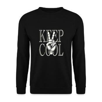 Peace Symbol für Männer die cool bleiben - Unisex Pullover - Schwarz - Vorne - Alina (178cm) & Michal (187cm)