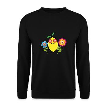 citron, citron, fleurs, fleur, rétro, vintage - Sweat-shirt Unisexe - noir - Devant - Alina (178cm) & Michal (187cm)
