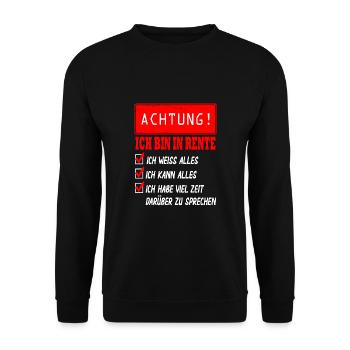 Ich bin in Rente - Rentner 2021 Rentnerin 2021 - Unisex Pullover - Schwarz - Vorne - Alina (178cm) & Michal (187cm)