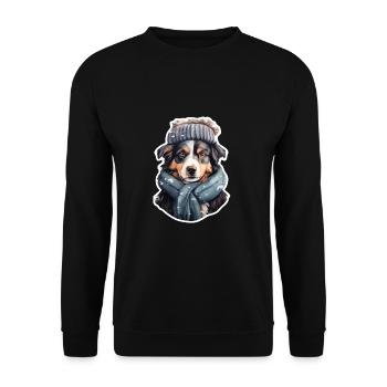 Australian Sheperd im Winterwunderland - Unisex Pullover - Schwarz - Vorne - Alina (178cm) & Michal (187cm)