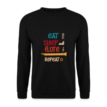 Eats Sleeps Flute Repeats Flute - Unisex Sweatshirt - black - Front - Alina (178cm) & Michal (187cm)