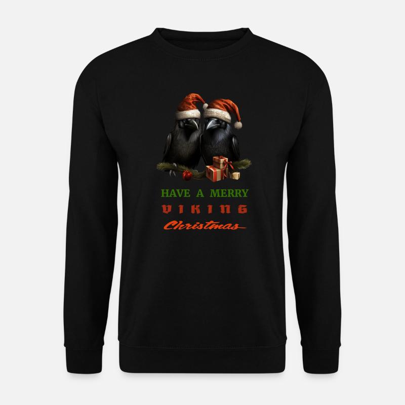 „Have a merry VIKING Christmas“ mit Hugin & Munin - Unisex Pullover - Schwarz