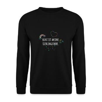 Bunt ist meine Lieblingsfarbe, bunt, Regenbogen - Unisex Pullover - Schwarz - Vorne - Alina (178cm) & Michal (187cm)