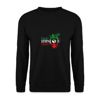 frauen leben freiheit ,schmetterlinge,iran,symbol - Unisex Pullover - Schwarz - Vorne - Alina (178cm) & Michal (187cm)