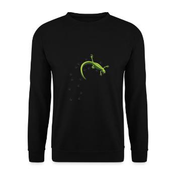 Eidechse Spuren - Unisex Pullover - Schwarz - Vorne - Alina (178cm) & Michal (187cm)