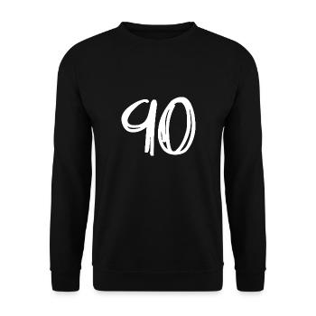 90 JAHRE. 90-JÄHRIGES JUBILÄUM. GEBURTSTAG 90 JAHRE. JAHR - Unisex Pullover - Schwarz - Vorne - Alina (178cm) & Michal (187cm)