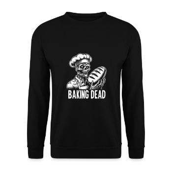 The Baking Dead gruseliger Zombie als Bäcker - Unisex Pullover - Schwarz - Vorne - Alina (178cm) & Michal (187cm)
