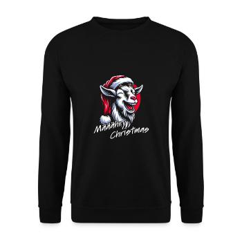 Drôle de chèvre de Noël avec chapeau de Père Noël - Sweat-shirt Unisexe - noir - Devant - Alina (178cm) & Michal (187cm)