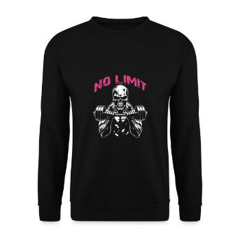No Limit Workout Bodybuilding Skull with Dumbbell - Unisex Sweatshirt - black - Front - Alina (178cm) & Michal (187cm)