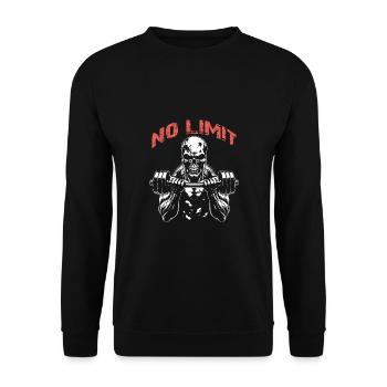 No Limit Workout Bodybuilding Skull with Dumbbell - Unisex Sweatshirt - black - Front - Alina (178cm) & Michal (187cm)