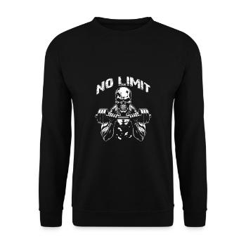 No Limit Workout Bodybuilding Skull with Dumbbell - Unisex Sweatshirt - black - Front - Alina (178cm) & Michal (187cm)