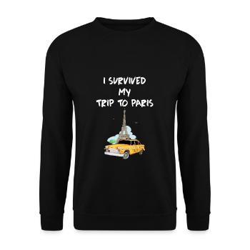 Paris Souvenir Tour Eiffel J'ai survécu à mon voyage - Sweat-shirt Unisexe - noir - Devant - Alina (178cm) & Michal (187cm)