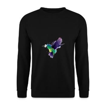 Cadeau aquarelle oiseau oiseau marin Colibri - Sweat-shirt Unisexe - noir - Devant - Alina (178cm) & Michal (187cm)