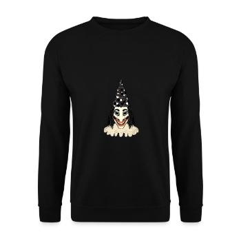 Blätzlibajass Maske Fasnacht Morgenstreich Basel - Unisex Pullover - Schwarz - Vorne - Alina (178cm) & Michal (187cm)