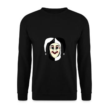 Ueli Maske Basel Fasnacht Morgenstreich Basel - Unisex Sweatshirt - black - Front - Alina (178cm) & Michal (187cm)