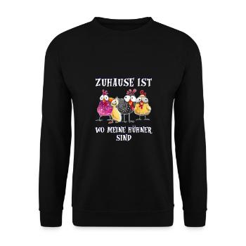 zuhause ist wo meine Hühner sind - Unisex Pullover - Schwarz - Vorne - Alina (178cm) & Michal (187cm)
