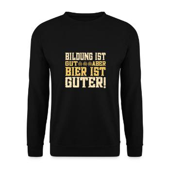 L’éducation c’est bien, mais la bière c’est bien, l’éducation la bière - Sweat-shirt Unisexe - noir - Devant - Alina (178cm) & Michal (187cm)