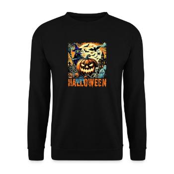 Happy Halloween - for the perfect spooky atmosphere - Unisex Sweatshirt - black - Front - Alina (178cm) & Michal (187cm)