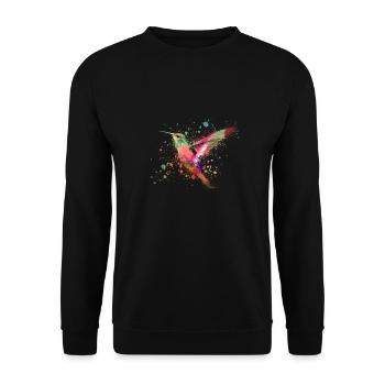hummingbird, graffiti, painting, watercolor, bird, colorful - Unisex Sweatshirt - black - Front - Alina (178cm) & Michal (187cm)