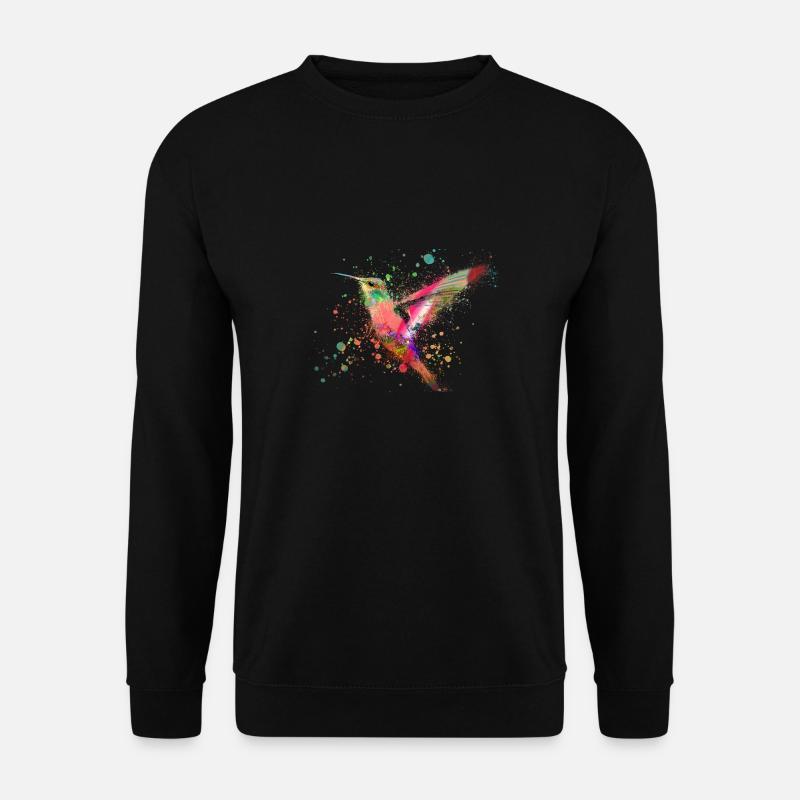 kolibri, graffiti ,malerei, aquarell,vogel,bunt - Unisex Pullover - Schwarz