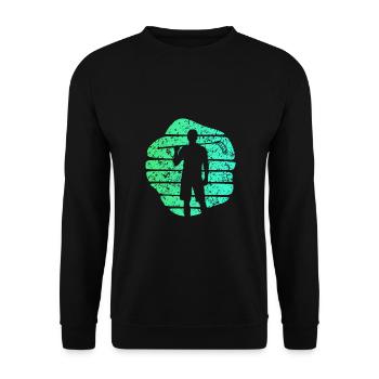 Floorball Unihockey Floorball player Bandy - Unisex Sweatshirt - black - Front - Alina (178cm) & Michal (187cm)