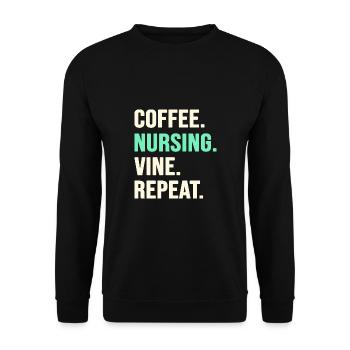 Krankenschwester Frühschicht-Kaffee OP Pflege - Unisex Pullover - Schwarz - Vorne - Alina (178cm) & Michal (187cm)
