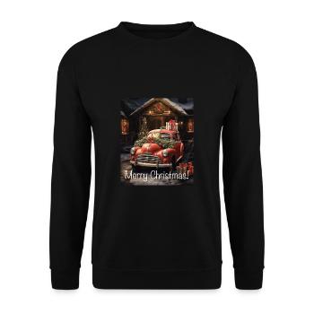 Fun Cute Retro Christmas Classic Style Motor Car - Unisex Sweatshirt - black - Front - Alina (178cm) & Michal (187cm)