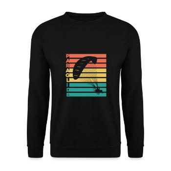 Retro Graphic Paragliding Paraglider Parachute Sky - Unisex Pullover - Schwarz - Vorne - Alina (178cm) & Michal (187cm)