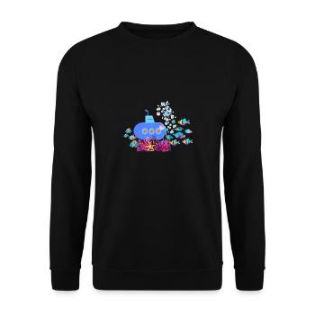 submarine,boat,submarine,sea,fish,crab,starfish - Unisex Sweatshirt - black - Front - Alina (178cm) & Michal (187cm)
