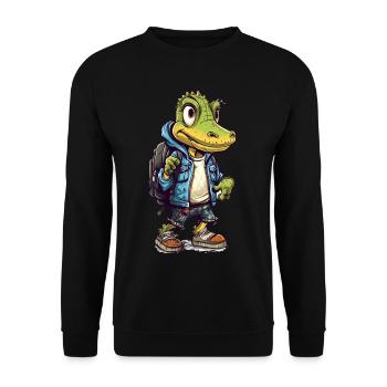 Dessin animé de crocodile mignon - Sweat-shirt Unisexe - noir - Devant - Alina (178cm) & Michal (187cm)