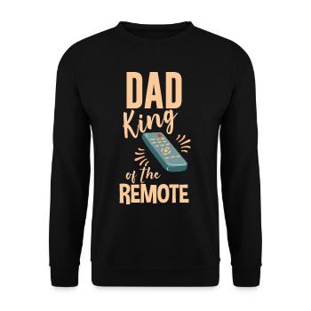 Dad King Of The Remote 4 - Unisex Pullover - Schwarz - Vorne - Alina (178cm) & Michal (187cm)