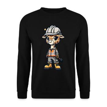 Mignon girafe ouvrier de la construction - Sweat-shirt Unisexe - noir - Devant - Alina (178cm) & Michal (187cm)
