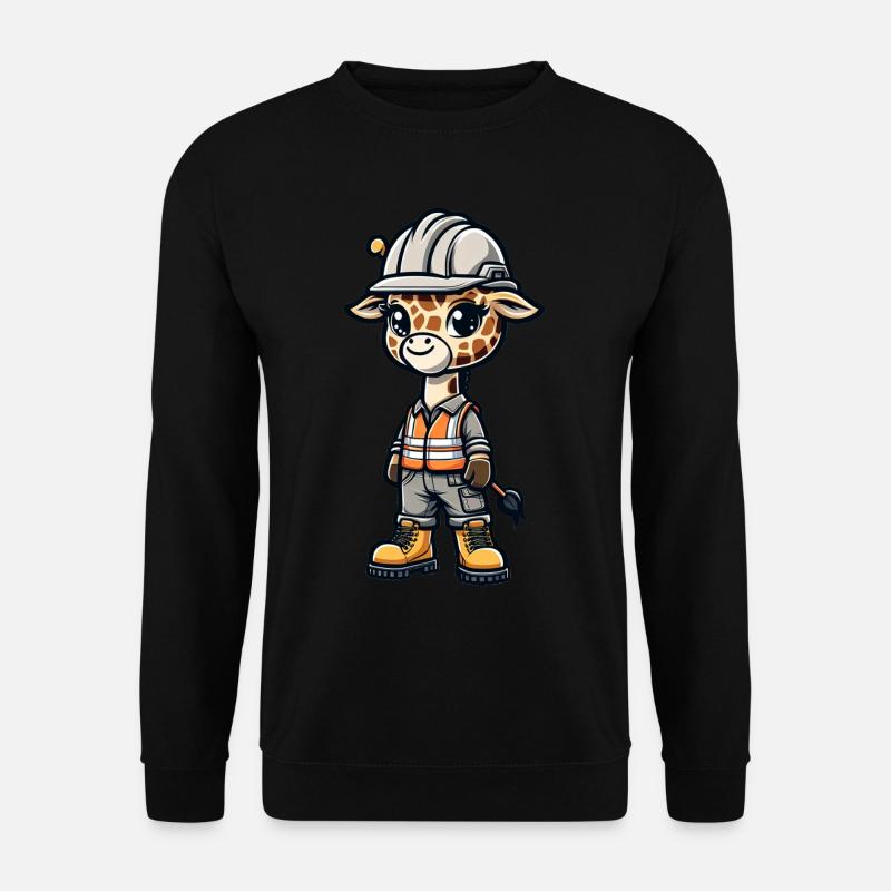 Cute Giraffe Construction Worker - Unisex Sweatshirt - black