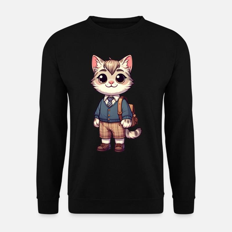 Cute Schoolboy Cat - Unisex Pullover - Schwarz