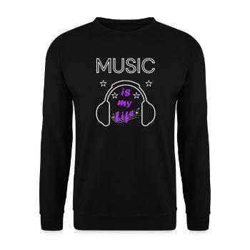 Music is my Life - Unisex Pullover - Schwarz - Vorne - Alina (178cm) & Michal (187cm)