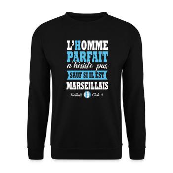 Marseille Marseillais supporter Football OM - Sweat-shirt Unisexe - noir - Devant - Alina (178cm) & Michal (187cm)