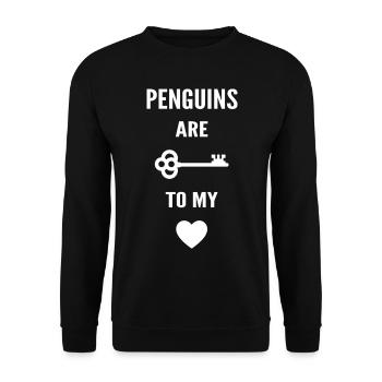 Penguins are the key to my heart - Unisex Sweatshirt - black - Front - Alina (178cm) & Michal (187cm)