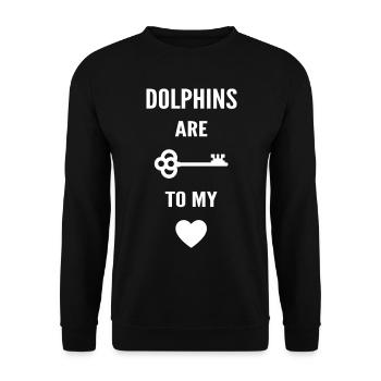 Delfine sind der Schlüssel zu meinem Herzen - Unisex Pullover - Schwarz - Vorne - Alina (178cm) & Michal (187cm)