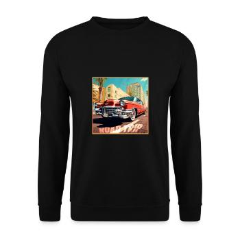 Road Trip,Car,America,Catoon Look - Unisex Sweatshirt - black - Front - Alina (178cm) & Michal (187cm)