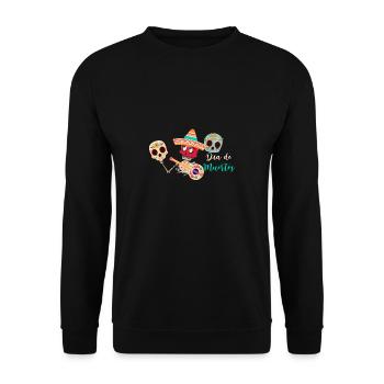 Skull,Mexican Mask,,Day of the Dead - Unisex Sweatshirt - black - Front - Alina (178cm) & Michal (187cm)