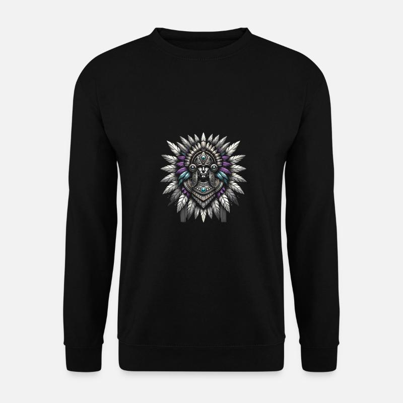 Aztec warrior with traditional - Unisex Sweatshirt - black