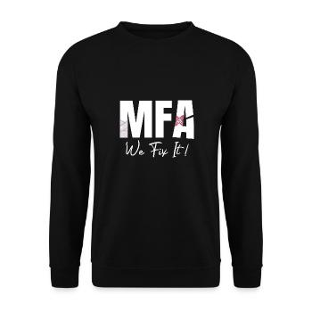 Arzthelferin We Fix It MFA - Unisex Pullover - Schwarz - Vorne - Alina (178cm) & Michal (187cm)