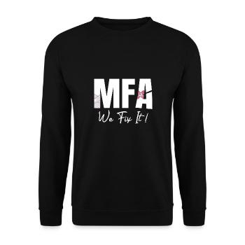 Arzthelferin We Fix It MFA - Unisex Pullover - Schwarz - Vorne - Alina (178cm) & Michal (187cm)