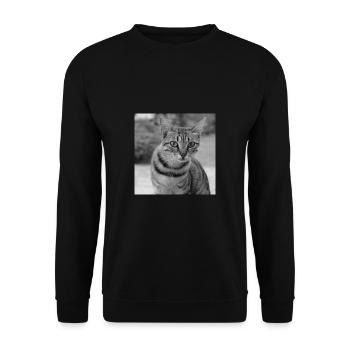 Cat background portrait white-black - Unisex Sweatshirt - black - Front - Alina (178cm) & Michal (187cm)