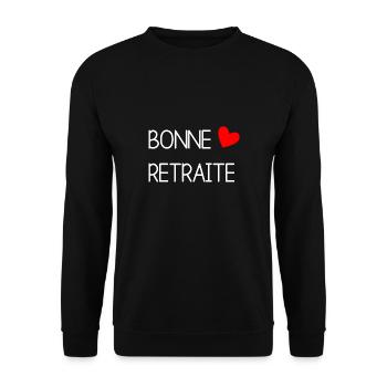 RETRAITE. BONNE RETRAITE. JOYEUSE RETRAITE - Sweat-shirt Unisexe - noir - Devant - Alina (178cm) & Michal (187cm)