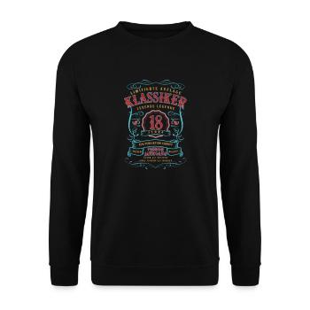 18. Geburtstag Geschenk 18 Jahre alt - Unisex Pullover - Schwarz - Vorne - Alina (178cm) & Michal (187cm)