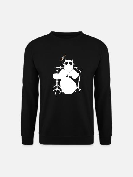 Batteur Batterie Tambour Chat Schlagzeuger - Sweat-shirt Unisexe - noir