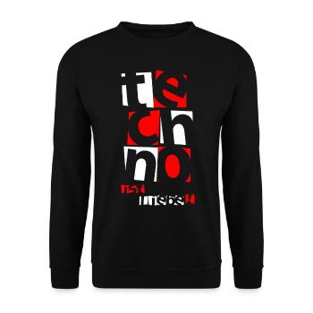 Techno - Techno music - techno c’est l’amour ( blanc ) - Sweat-shirt Unisexe - noir - Devant - Alina (178cm) & Michal (187cm)