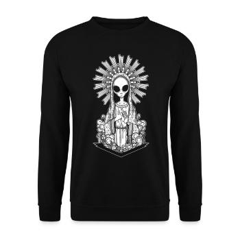 La Vierge extraterrestre - Version noire - Sweat-shirt Unisexe - noir - Devant - Alina (178cm) & Michal (187cm)