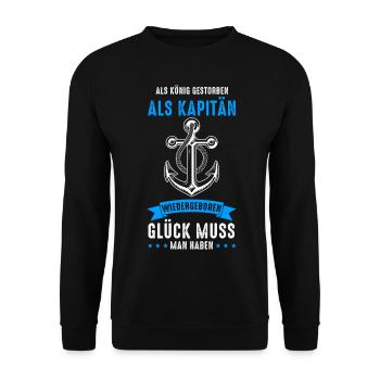 Kapitän Boot Bootfahren Bootsbesitzer Segelboot - Unisex Pullover - Schwarz - Vorne - Alina (178cm) & Michal (187cm)